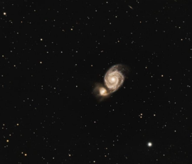 M51, the Whirlpool Galaxy, in the constellation Canes Venatici, about 23 million light years away. Photo by club member David Johnston. David Johnston Whirlpool Galaxy