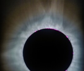 Composite photo of the Sun's corona, captured at totality, during the April 8, 2024 Total Solar Eclipse. Photo by club member Donnie Barnett. Donnie Barnett Total Solar Eclipse 2024