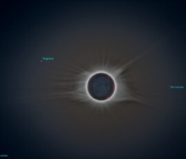 The Total Solar Eclipse of August 21, 2017. Note the labels on the visible stars. Photo by club member Vince Castello. Vince Castello Solar Eclipse 2017
