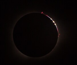 Bailey's Beads, caused by the uneven surface of the moon, during the April 8, 2024 Total Solar Eclipse. Photo by club member Knox Worde. Knox Worde Total Solar Eclipse 2024