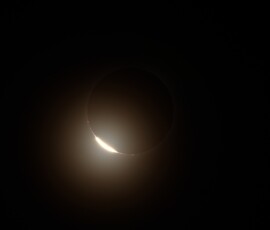 Totality begins, showing the diamond ring effect during the April 8, 2024 Total Solar Eclipse. Photo by club member Knox Worde. Knox Worde Total Solar Eclipse 2024